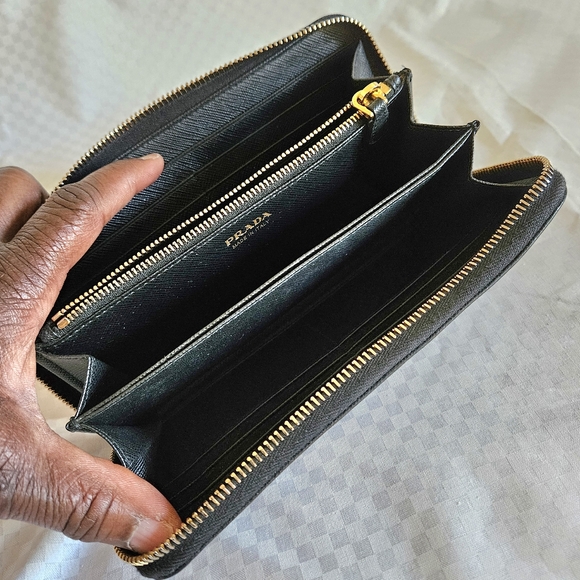 NDS Women's Prada Dark Grey Zip Around Continental Wallet - Picture 6 of 10